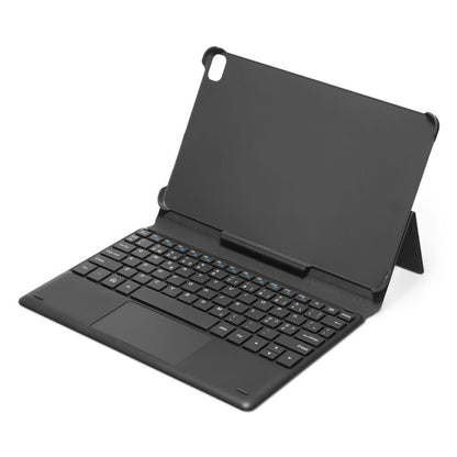 Doro Tastaturcover til Doro Tablet, sort, åben med integreret stander, fuldt QWERTY-tastatur og touchpad.