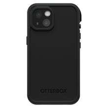 Otterbox Fre mobilcover til iPhone 14 sort med forstærkede hjørner, kameratudskæring og præget Otterbox-logo nederst.