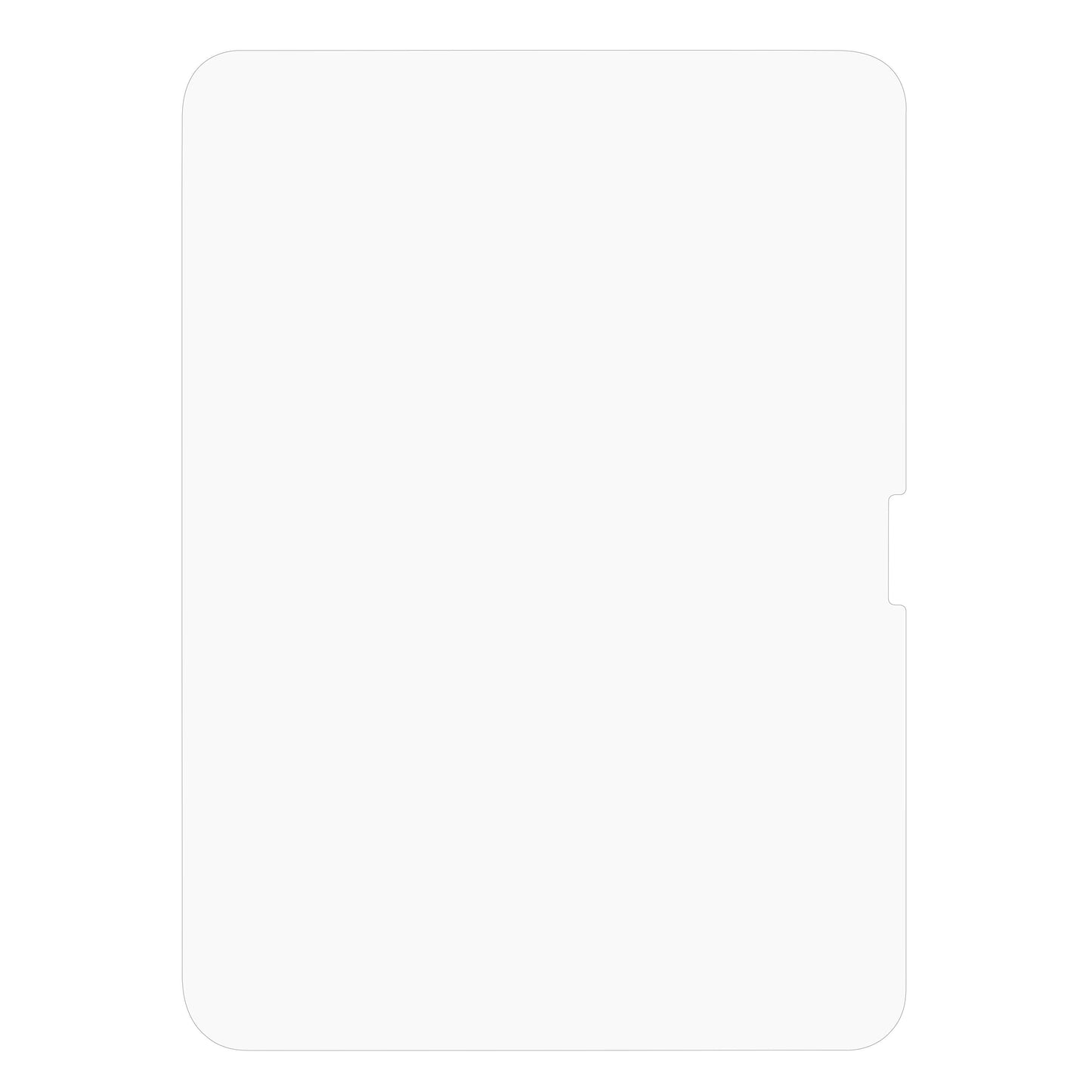 Linocell Elite Extreme skærmbeskyttelse til iPad 10.9" Gen. 10, gennemsigtig rektangulær form med højre notch.
