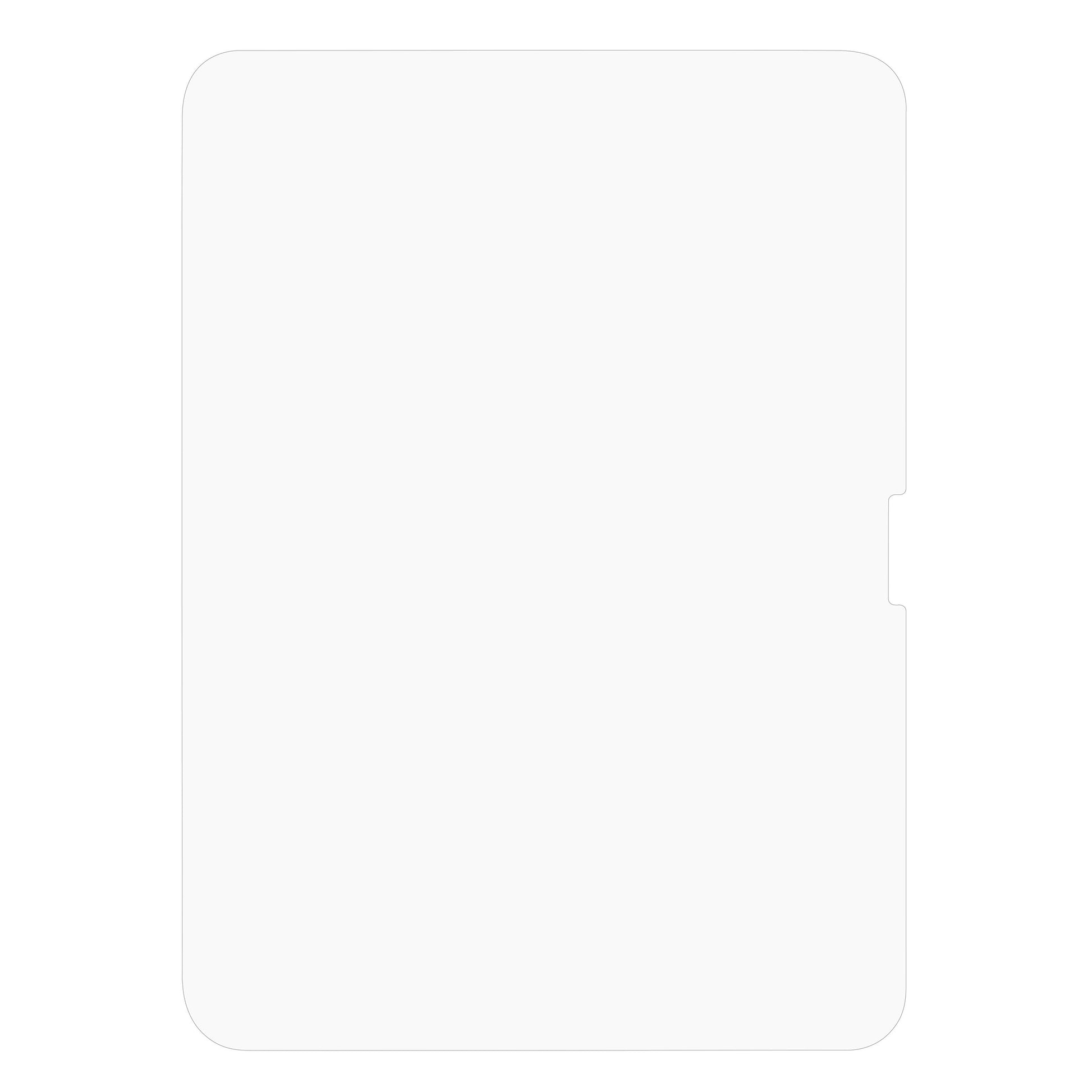 Linocell Elite Extreme skærmbeskyttelse til iPad 10.9" Gen. 10, gennemsigtig rektangulær form med højre notch.