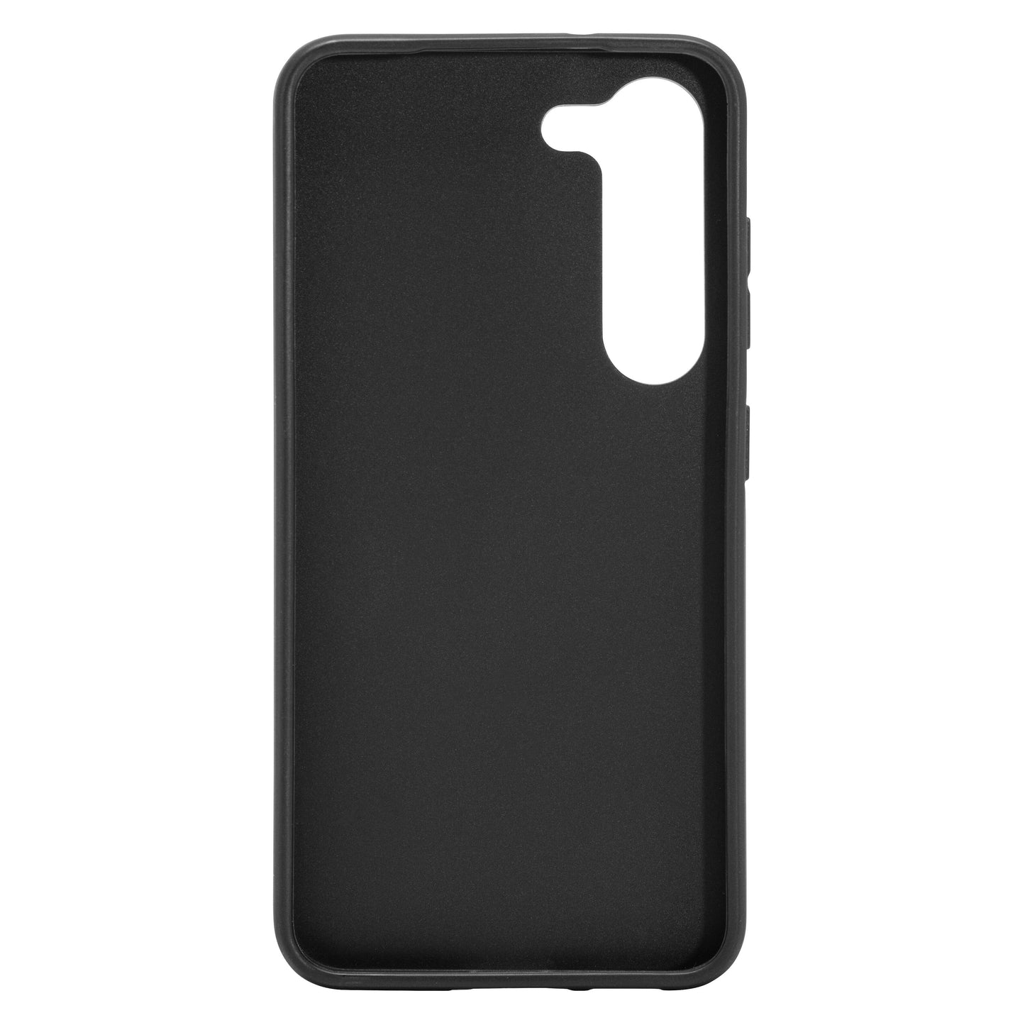 Sort Linocell Second Skin mobilcover til Samsung Galaxy S23 med udskæring til kamera og adgang til sideknapper.