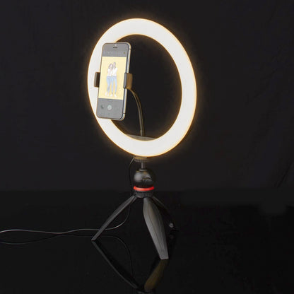 Nedis Ring Light 10" LED ringlys på sort stativ med holder til smartphone velegnet til selfies, vlogging og video.