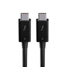 Plexgear Thunderbolt 4 USB-C kabel sort 80 cm med lyn-logo og tallet 4, understøtter dataoverførsel op til 40 Gb/s.