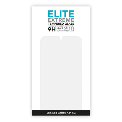 Elite Extreme skærmbeskyttelse til Galaxy A34 5G 9H hærdet glas og ridsefast overflade.