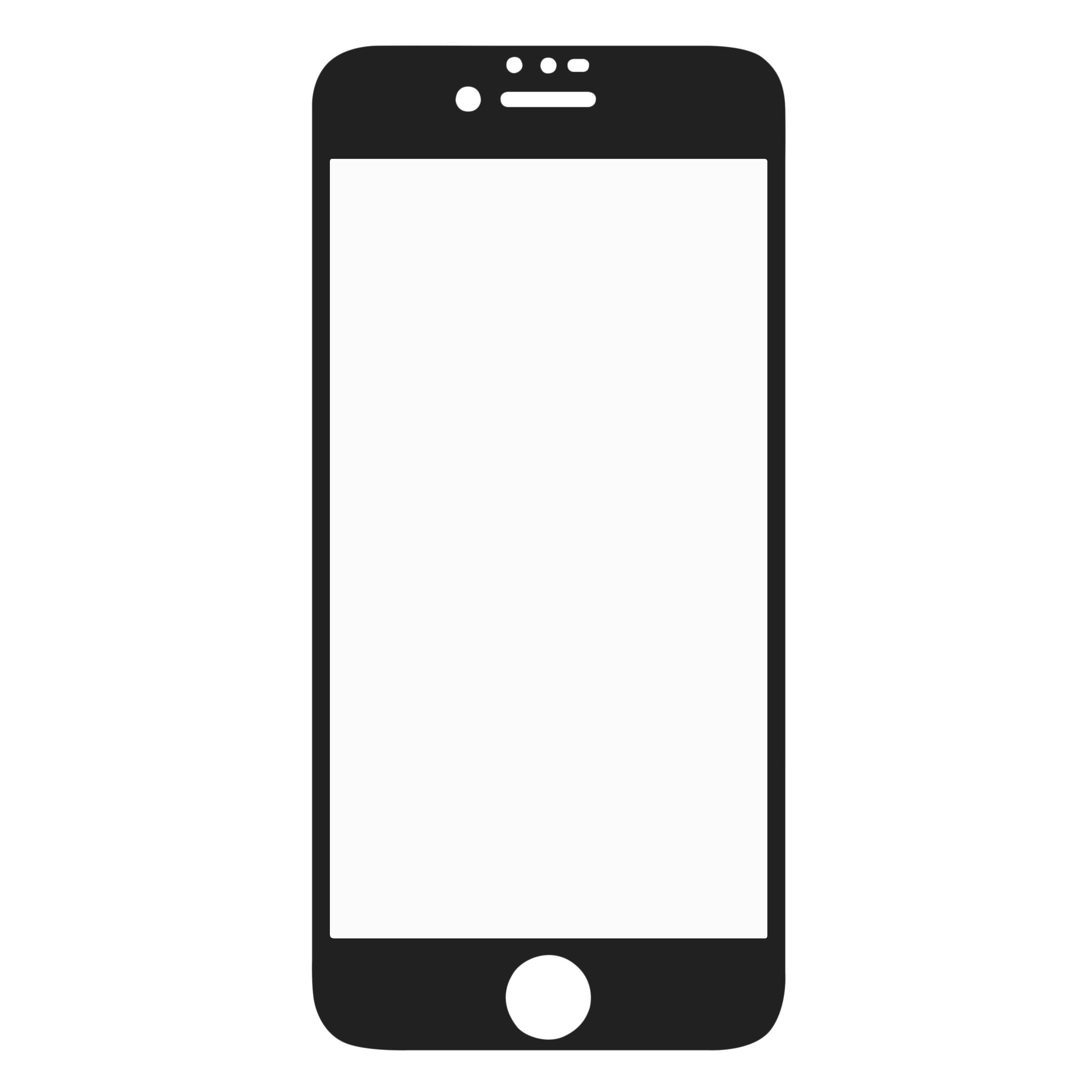 Illustration af smartphone med rund hjemknap og Elite Extreme Curved skærmbeskyttelse til iPhone 6/7/8/SE.