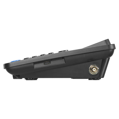 Doro 4100H Bordtelefon 4G sort, side med USB-C port, coaxial-stik og del af tastatur synlig, 4G-understøttelse.