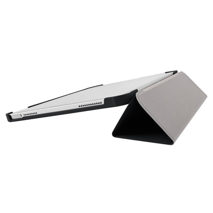 Sort cover til iPad 10,9" (10. gen.) fungerer som stander, synlig port og knapper langs kanten.
