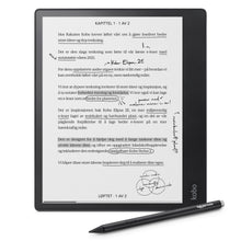 Kobo Elipsa 2E digital notesbog med Kobo Stylus 2, stor sort skærm, digitale håndskrevne norske noter vises.