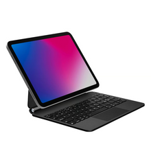 Linocell Premium Magnetisk tastaturcover til iPad Gen. 10/11 sort Bluetooth-tastatur med tablet i laptop-position.
