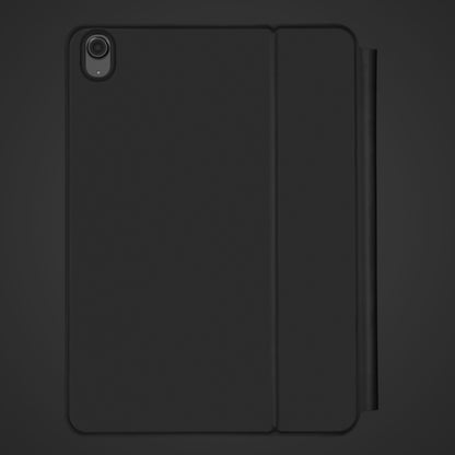Linocell Premium magnetisk tastaturcover til iPad Gen 10 og 11 sort, top-venstre kamerahul, set bagfra, lukket.