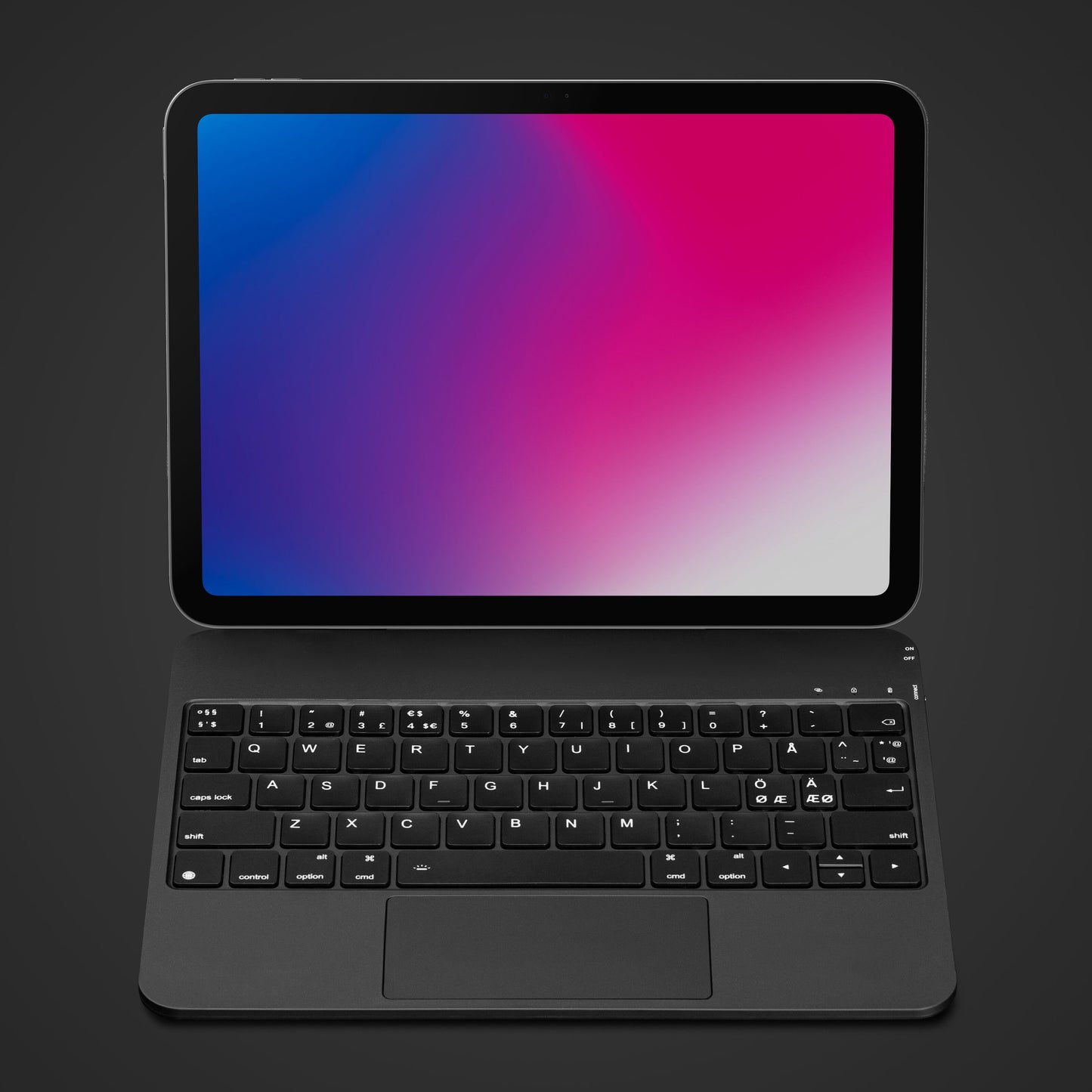 Linocell Premium magnetisk tastaturcover til iPad Gen. 10/11, sort Bluetooth tastatur påmonteret tablet.