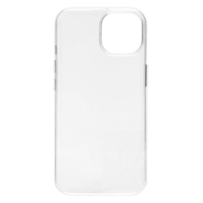 Second Skin cover til iPhone 15 klar med afrundede kanter og stort rektangulært kamerahul øverst til venstre.