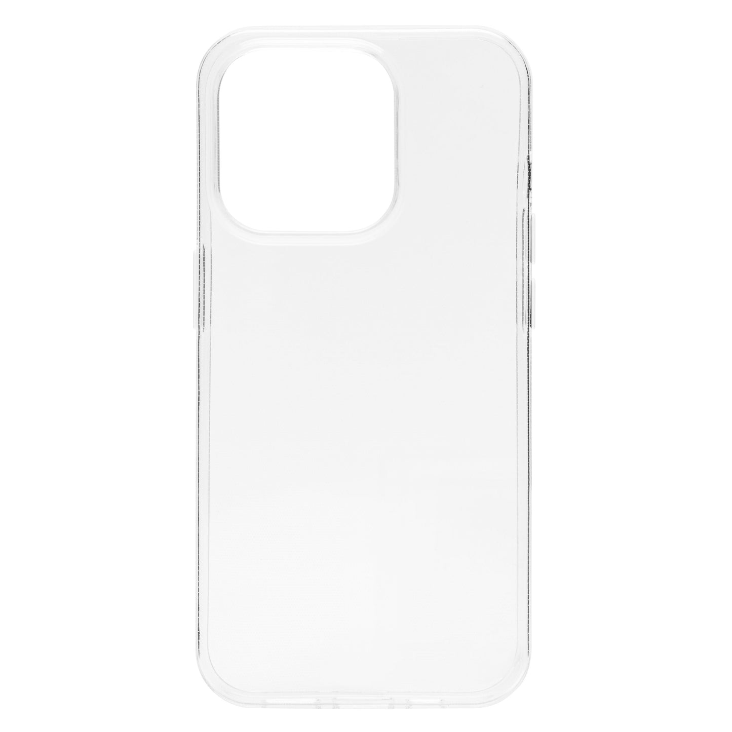 Ekstra tyndt Second Skin cover til iPhone 15 Pro, klar farve, afrundede kanter og stort kameraudsnit.