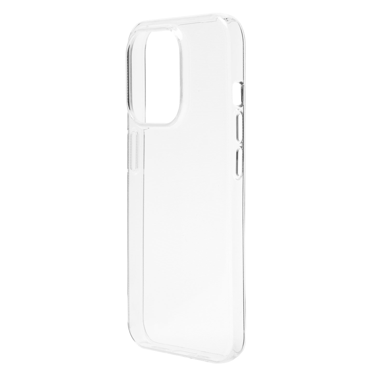 Second Skin gennemsigtigt cover til iPhone 15 Pro klar med udskæringer til kamera, knapper og opladningsport.