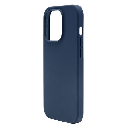 Linocell gummicover til iPhone 15 Pro blå, mat overflade, antibakteriel med udskæringer til kamera, knapper og opladning.