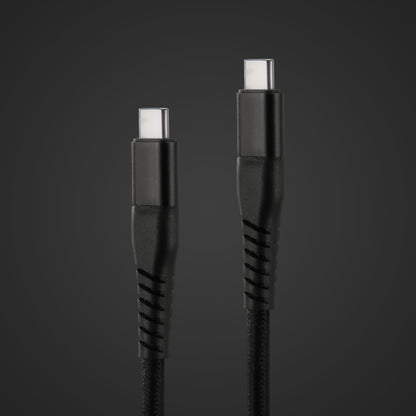 Kevlar USB-C 3.2-kabler 3 m sort, flettet ledning, robust stik, understøtter 100W opladning.