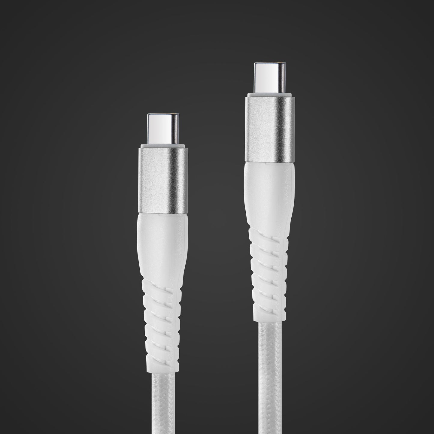 Linocell Premium Kevlar USB-C 3.2 kabel hvid 3 m sølvstik USB 3.2 Gen 2 op til 100W opladning til kabler.