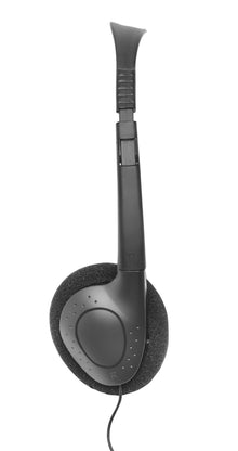Deltaco bøjlehovedtelefon sort over-ear med polstrede ørepuder og fastmonteret kabel med 3,5 mm jackstik.