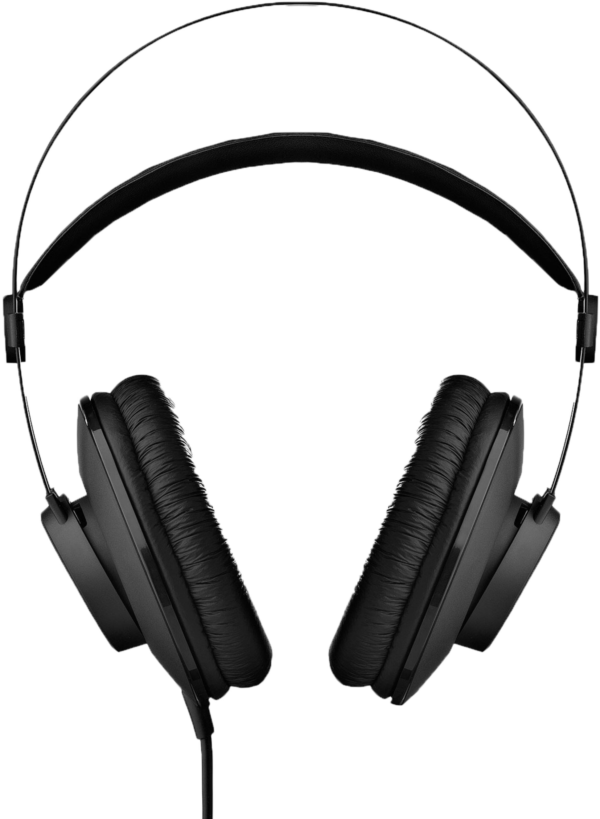 AKG K52 sorte over-ear lukkede hovedtelefoner med polstret hovedbøjle og store ørepuder set forfra.