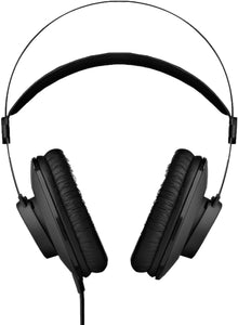 AKG K52 sorte over-ear lukkede hovedtelefoner med polstret hovedbøjle og store ørepuder set forfra.