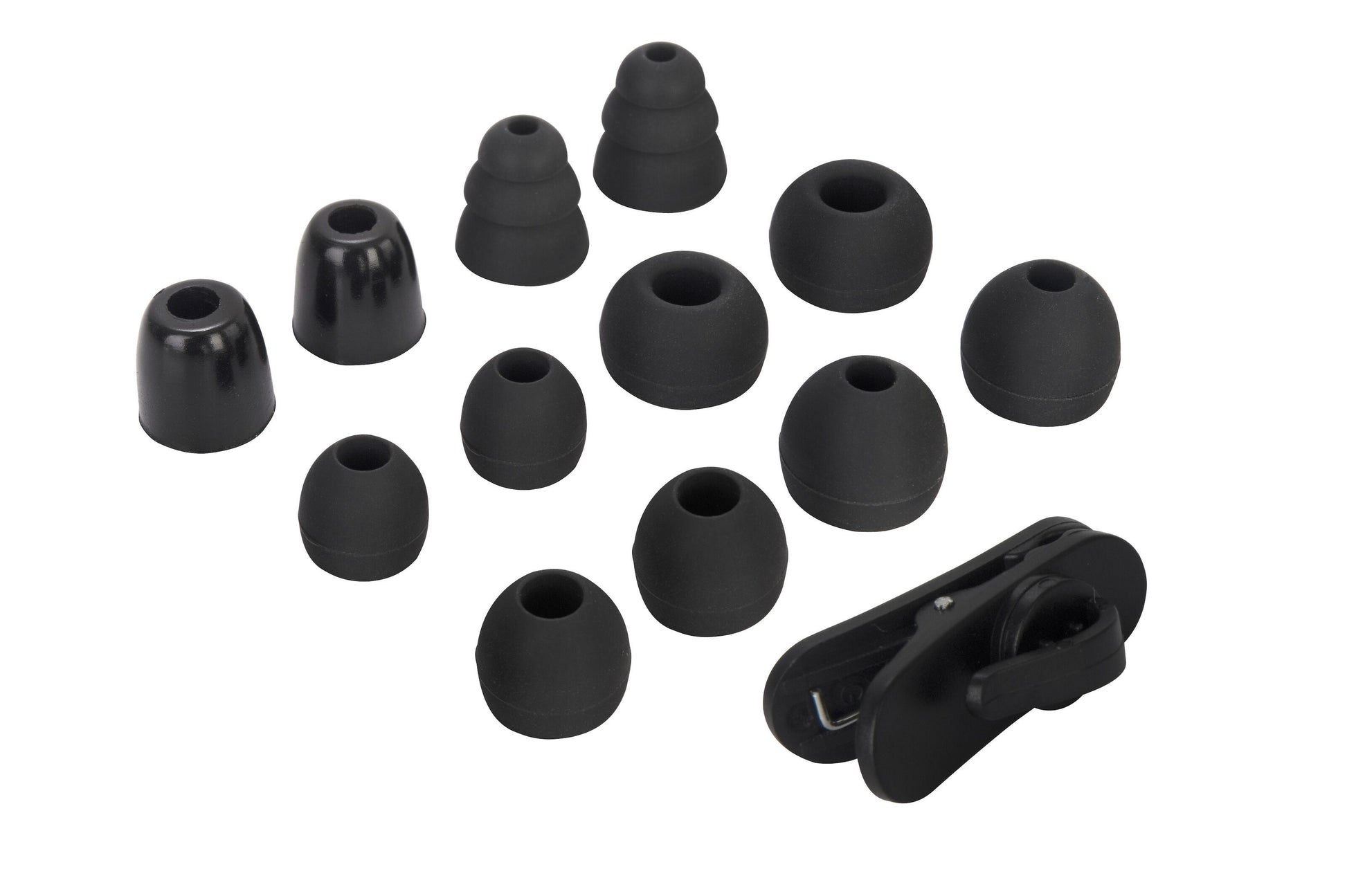 Supra Nero headset med sorte silikone ørepropper i flere størrelser, sort klip, 3,5 mm stik.