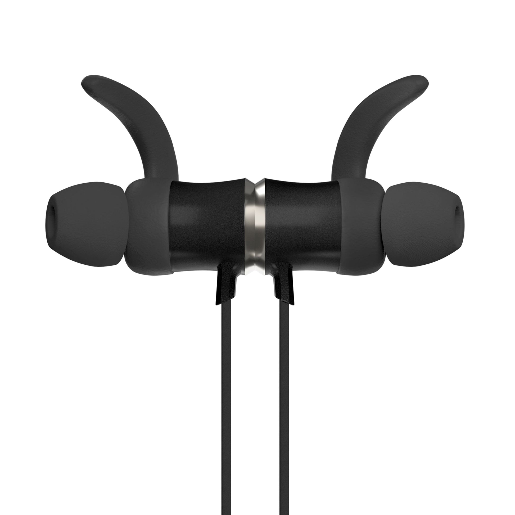 Supra Nitro-X2 trådløse in-ear hovedtelefoner sort med ørekroge, kabel, magnetisk samling, Bluetooth 5.0, svedsikkert design.