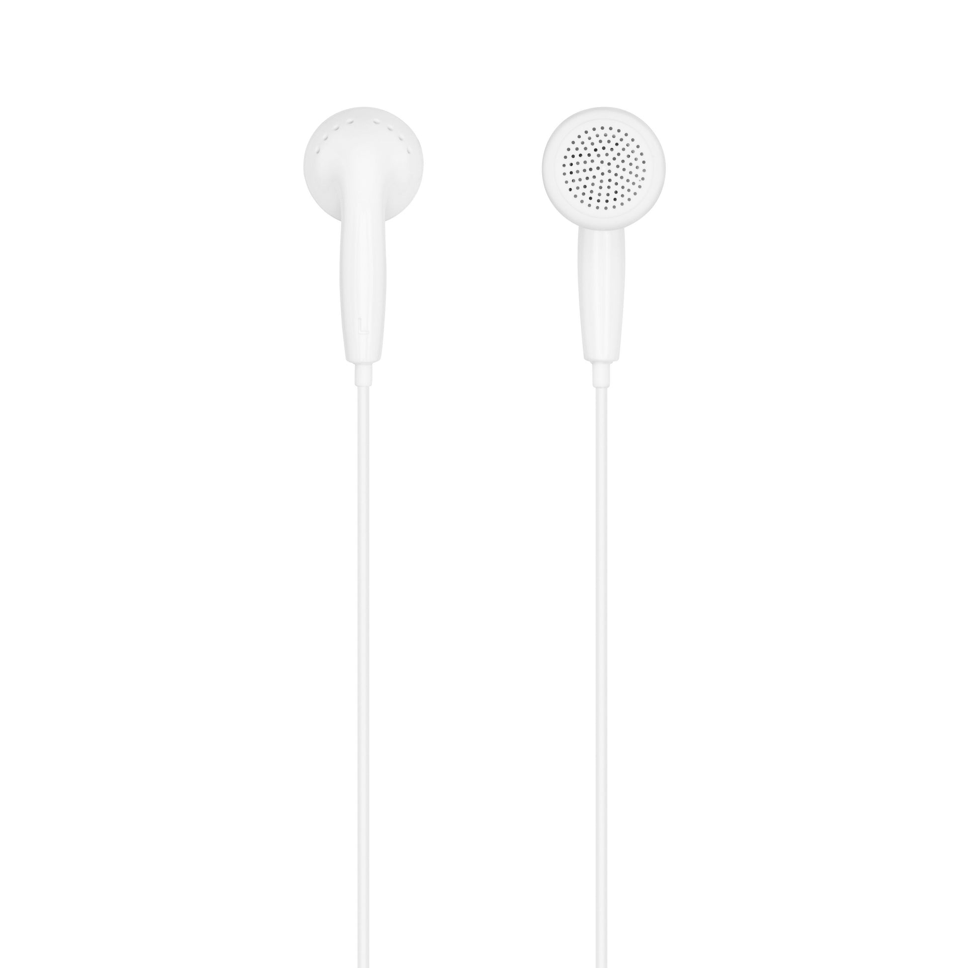 Linocell Nova hovedtelefoner 3,5 mm i hvid vises forfra og bagfra med ledning.