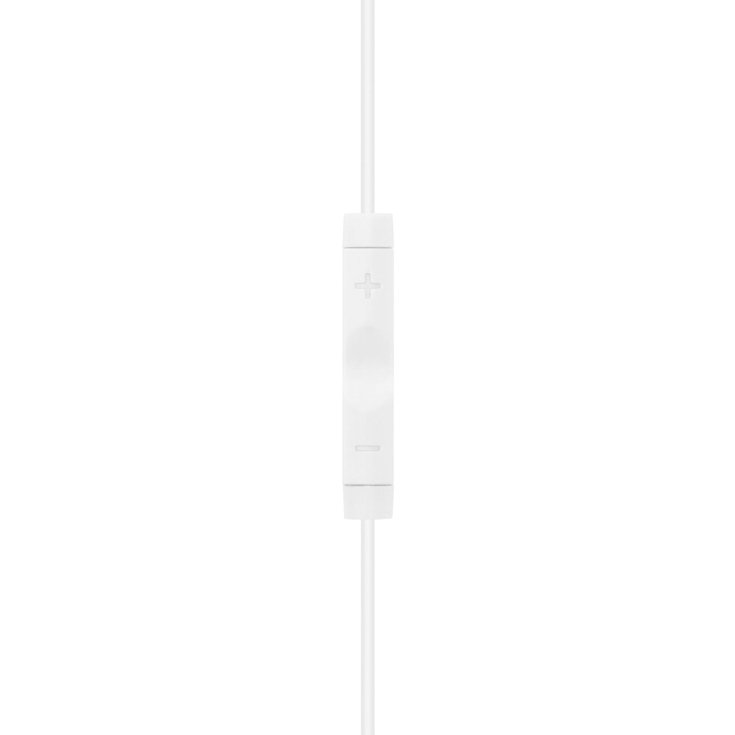 Linocell Nova 3,5 mm hovedtelefoner Hvid, nærbillede af hvid inline fjernbetjening med plus/minus og centerknap.