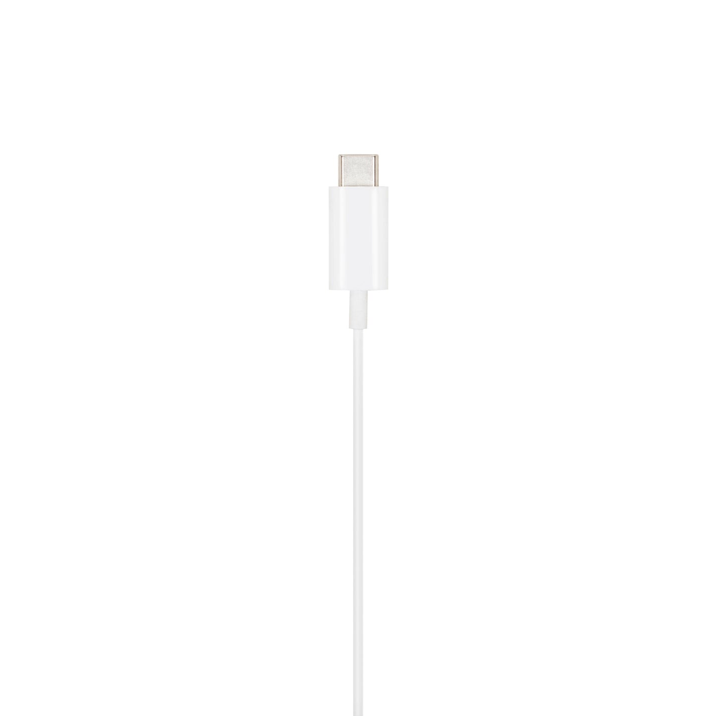 Linocell Bullets USB-C kabel hvid, USB-C stik øverst, kompatibel med Linocell Bullets USB-C hovedtelefoner.