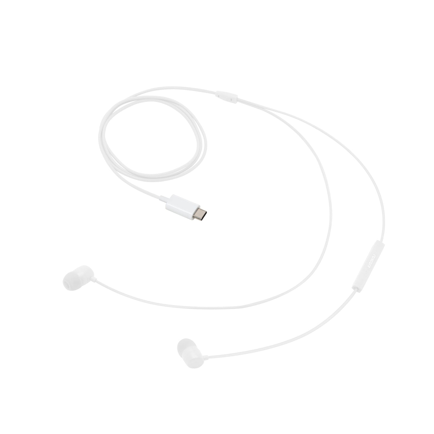 Linocell Bullets USB-C hovedtelefoner hvid med inline controls og USB-C stik.