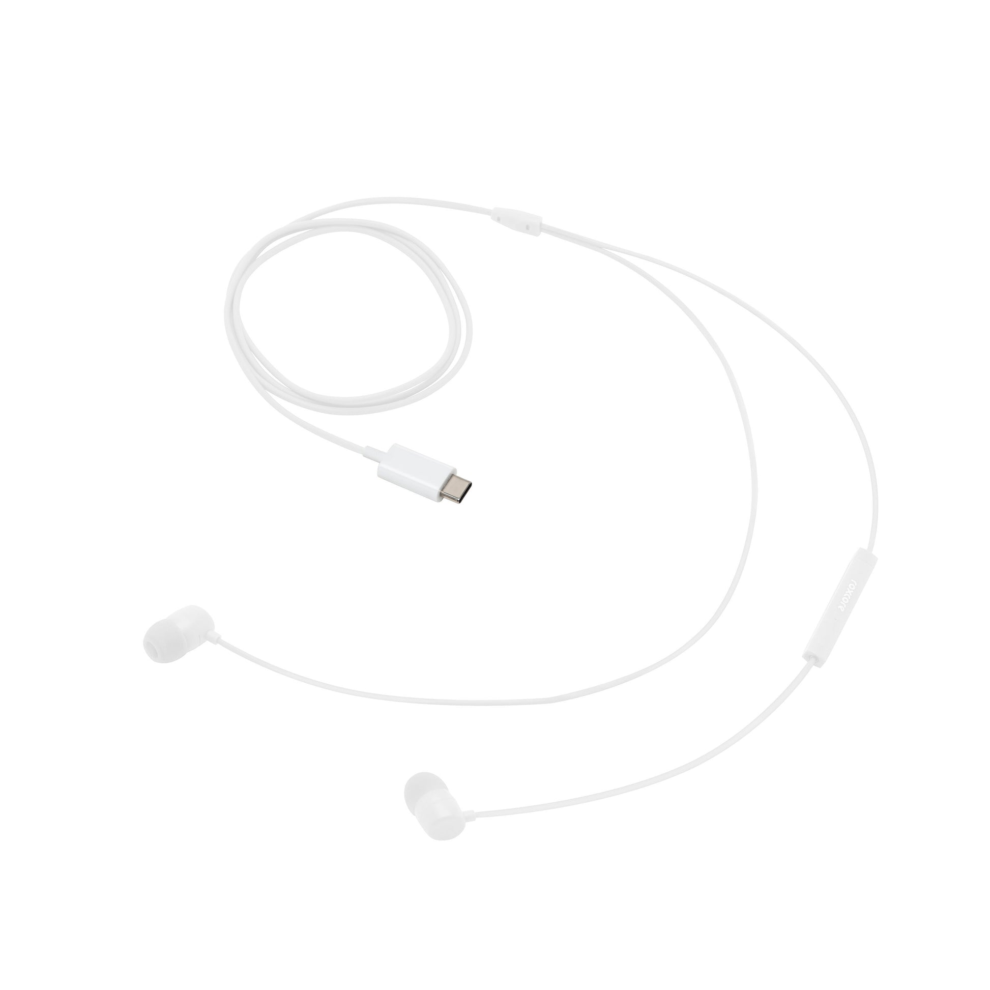 Linocell Bullets USB-C hovedtelefoner hvid med inline controls og USB-C stik.