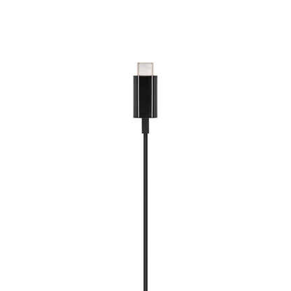 Linocell Bullets USB-C kabel, sort, synlig stikende, til Linocell Bullets USB-C hovedtelefoner.