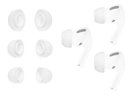 Ørepropper til Airpods Pro Gen 1/2/3, hvide, fire par udskiftelige silikonepropper.