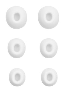 6 hvide ovale silikone ørepropper til AirPods Pro Gen 1/2/3 (2019/2022/2023) i to kolonner à tre rækker.