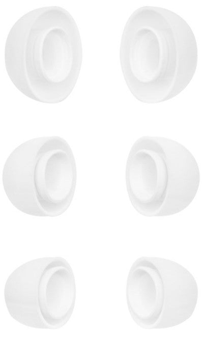 6 hvide ørepropper til AirPods Pro Gen 1/2/3 (2019/2022/2023), runde og hule, vist i to kolonner á tre.