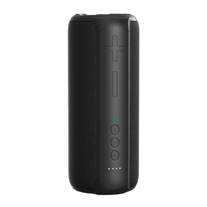 Nomadelic Loud 707 trådløs højttaler sort, cylindrisk, Bluetooth 5.0, frontknapper, tekstureret gitter, IPX7, LED i bunden.