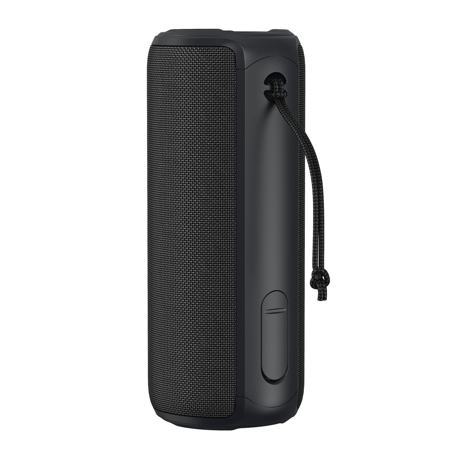 Nomadelic Loud 707 trådløs højttaler sort, Bluetooth 5.0, stofgitter, sideknap, IPX7 vandafvisende, sort bærestrop.