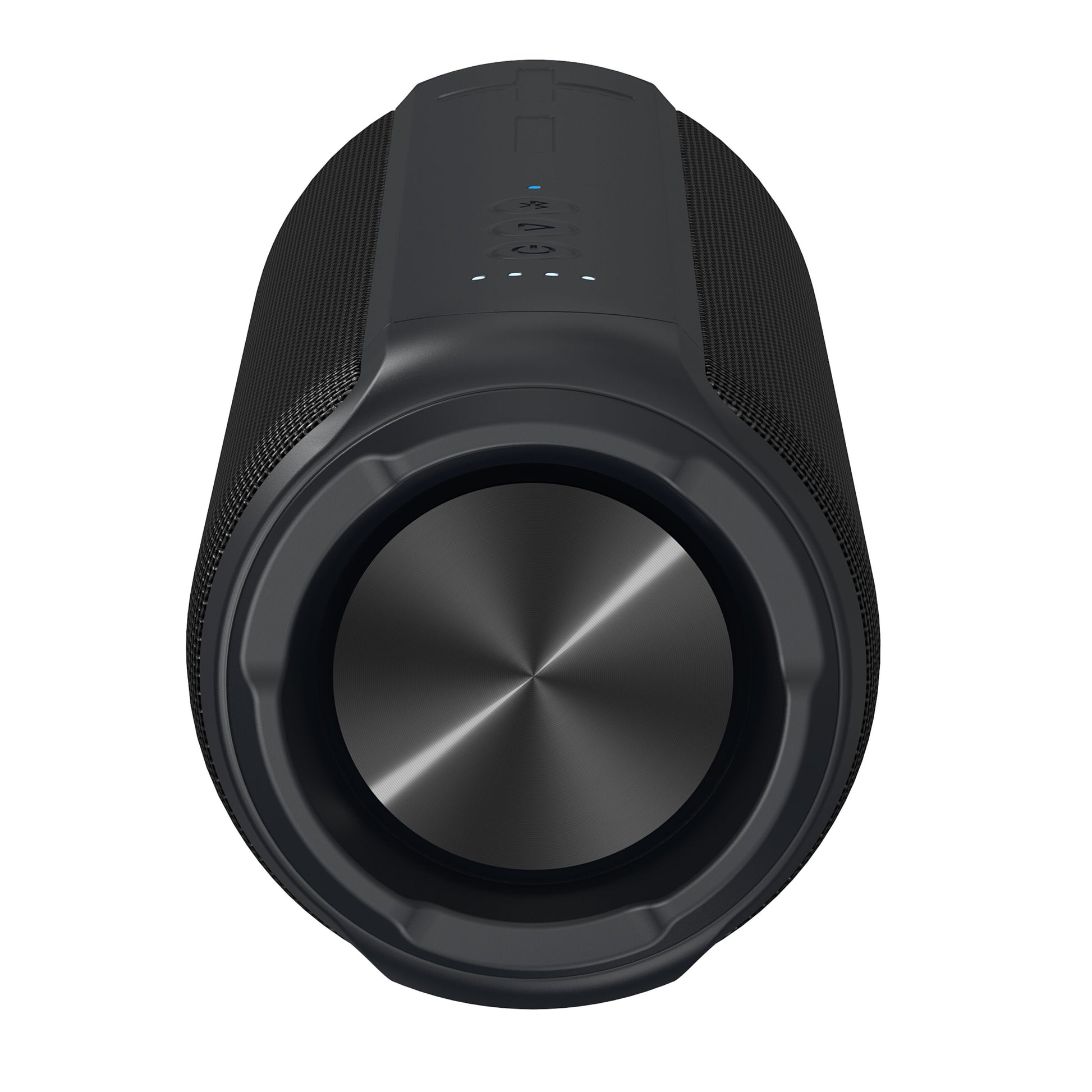 Nomadelic Loud 707 trådløs højttaler sort, Bluetooth 5.0, cylinderdesign, teksturerede sider, metalfront, topknapper.