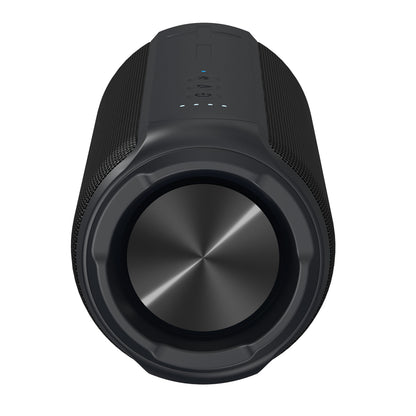 Nomadelic Loud 707 trådløs højttaler sort, Bluetooth 5.0, cylinderdesign, teksturerede sider, metalfront, topknapper.