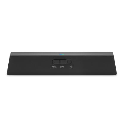Nikabe Bluetooth 5.0 HiFi musikmodtager, sort transceiver med AUX, OPT og Bluetooth-symbol samt blå og grønne lys.
