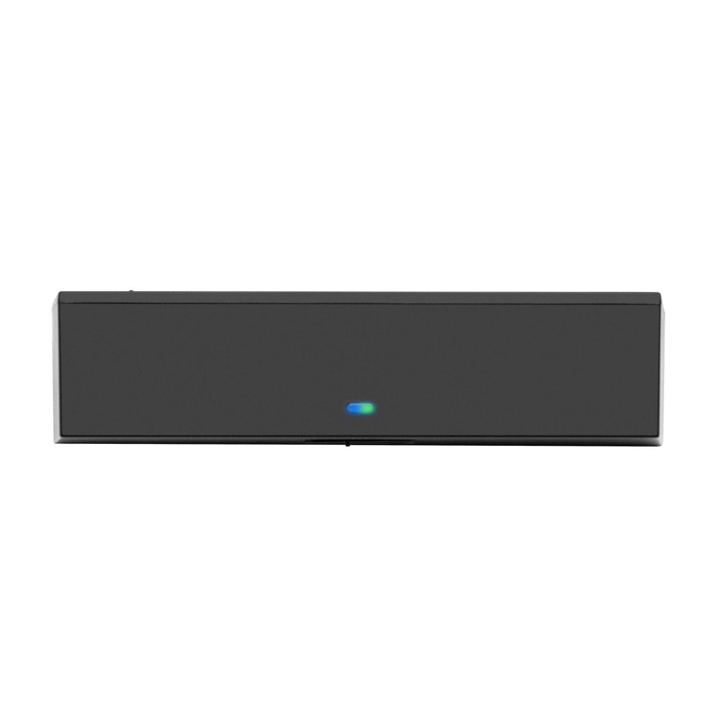 Bluetooth 5.0 HiFi musik modtager, sort rektangulær transceiver med centreret blå og grøn LED, til trådløs lyd TV.