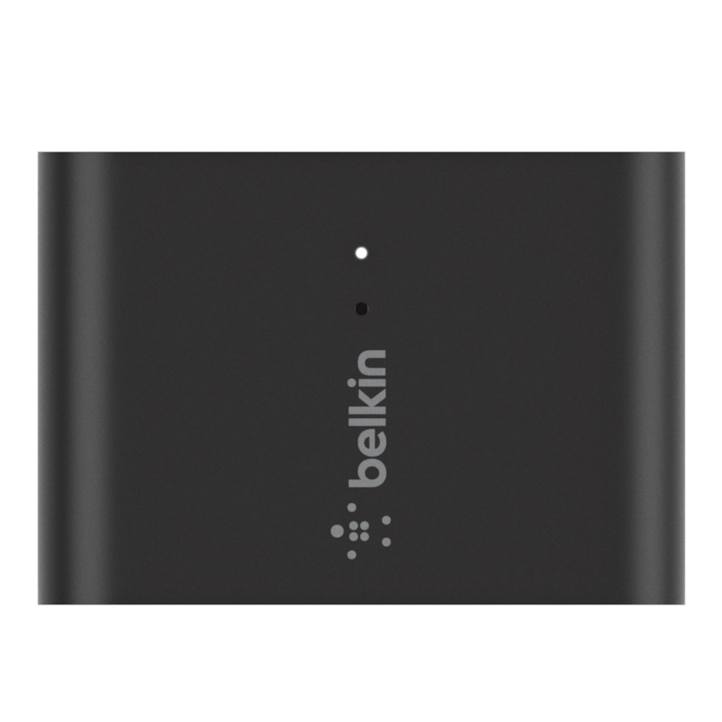 Belkin Airplay 2-adapter sort med LED-indikator over hvidt Belkin-logo til trådløs lydstreaming.