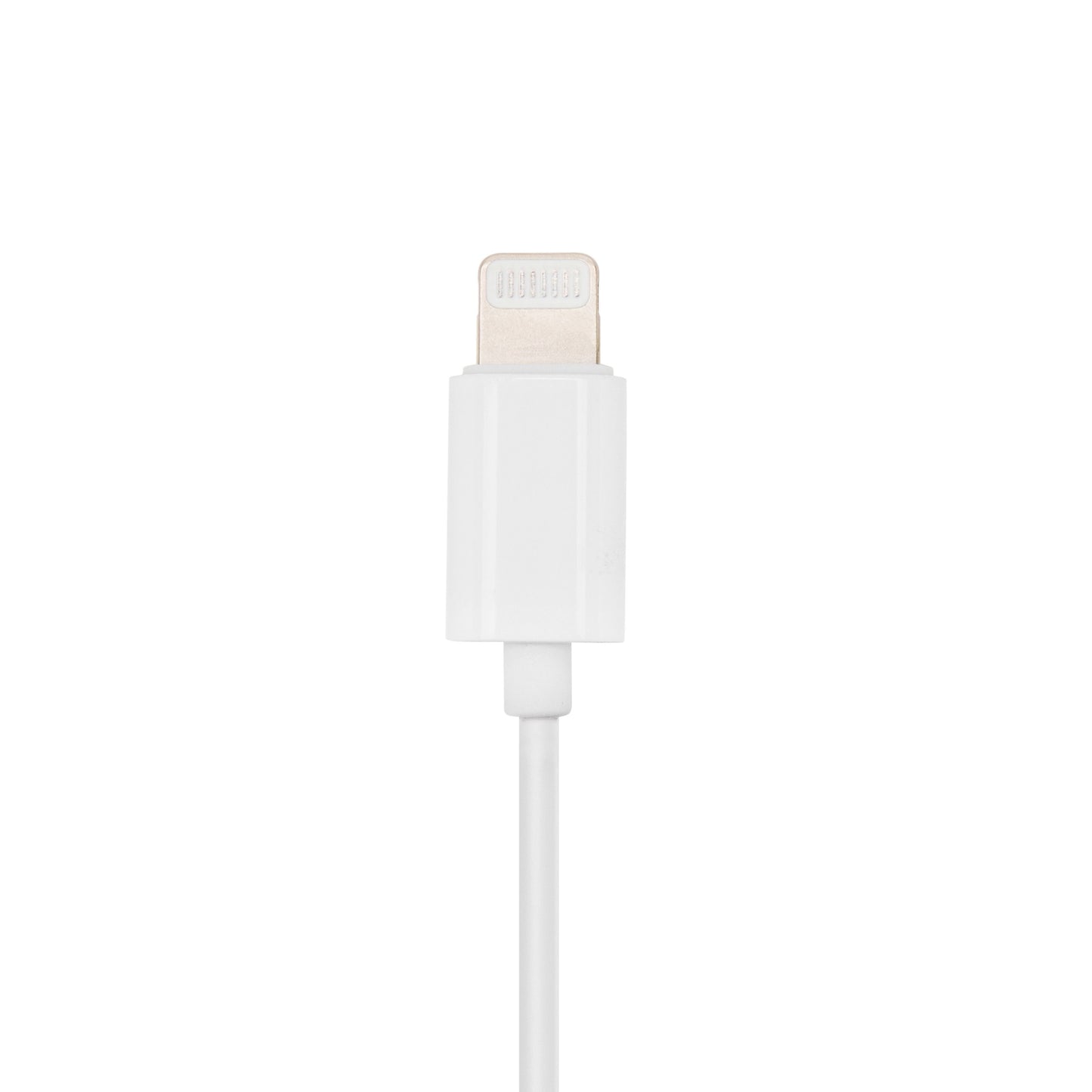 In-ear Lightning-hovedtelefoner hvid, Apple MFI-certificeret, vises lodret med kompatibelt Lightning-stik.