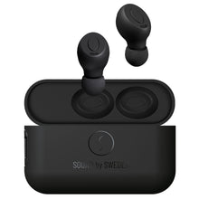 Supra Nero-TX Pro ANC Sort in-ear høretelefoner med silikonepropper, et sæt i sort ladeetui med SOUND by SWEDEN-logo.