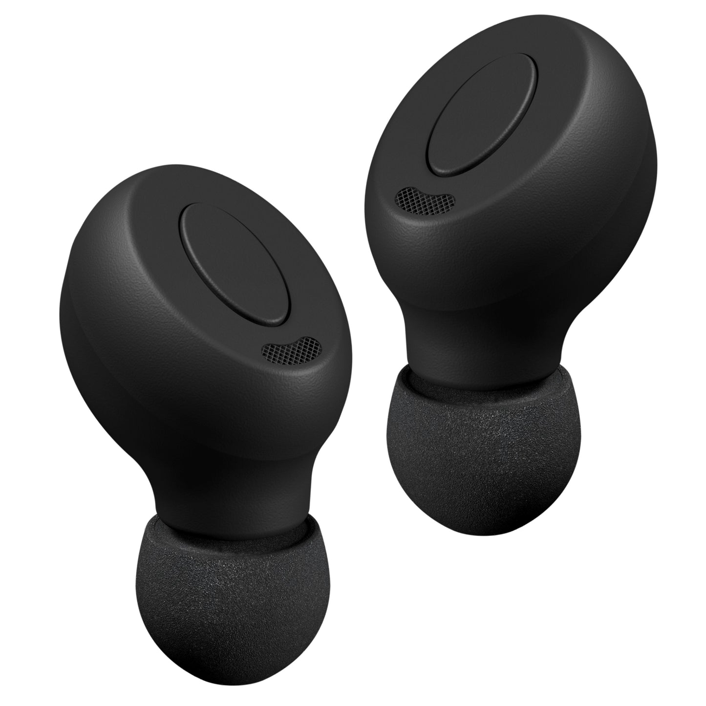 Supra Nero-TX Pro ANC sorte trådløse in-ear høretelefoner med silikone ørepropper, små knapper og aktiv støjreduktion.
