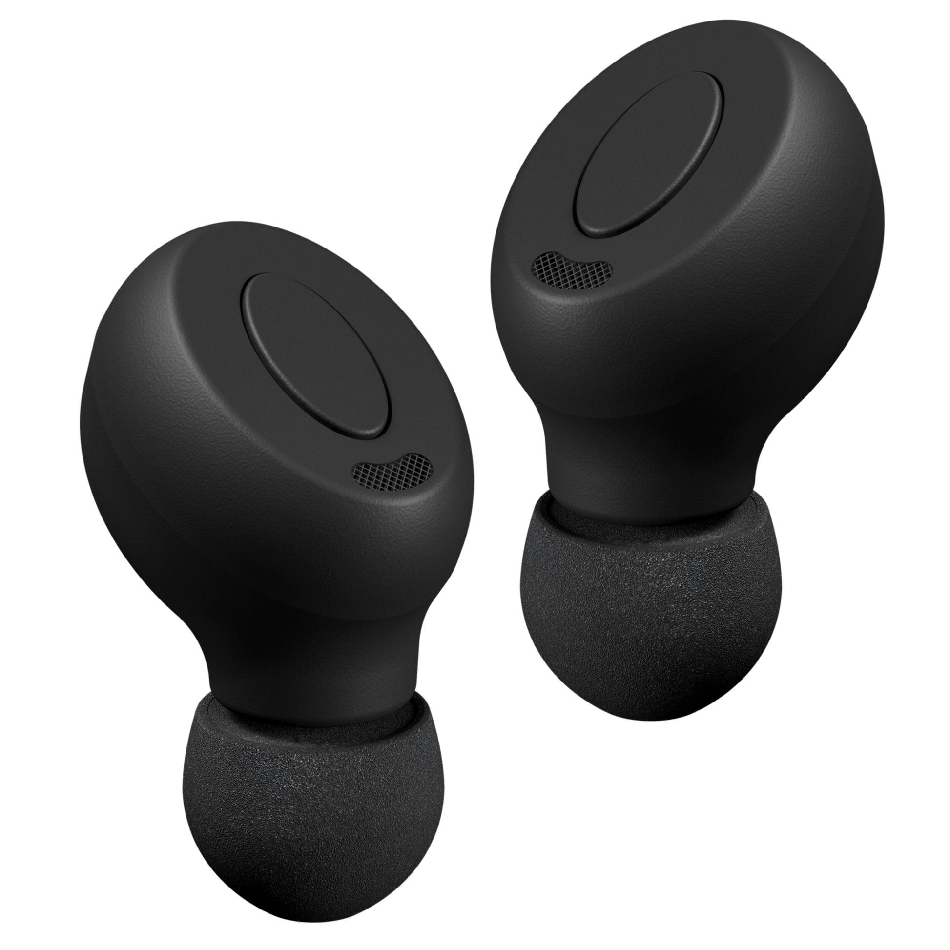 Supra Nero-TX Pro ANC sorte trådløse in-ear høretelefoner med silikone ørepropper, små knapper og aktiv støjreduktion.