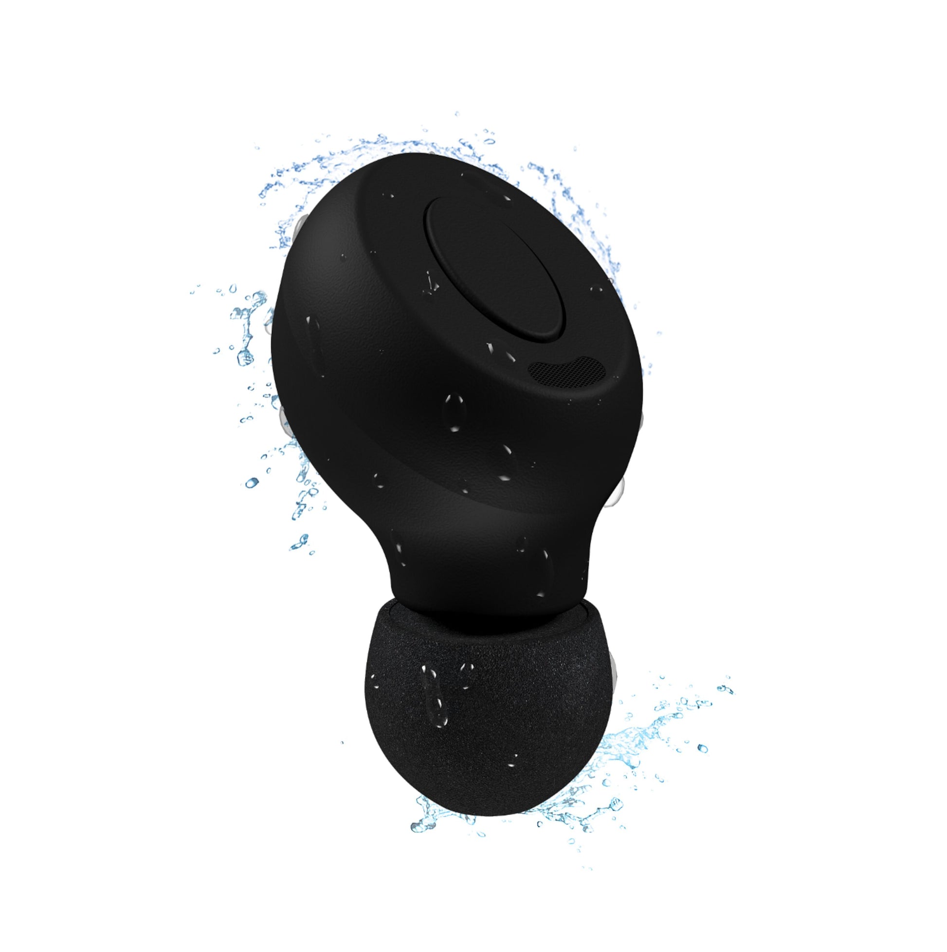 Supra Nero-TX Pro ANC sort in-ear høretelefoner med vanddråber på overfladen til vandafvisende og ANC-egenskaber.