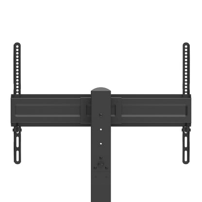 Sort metal TV bordstativ til 37-70", justerbare arme, central støttepæl, VESA kompatibel.