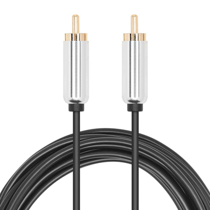 Luxorparts subwooferkabel 3 m, to forgyldte RCA-han stik, sort kabel, kabel let oprullet nederst.
