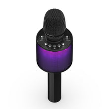 Rubicson karaoke mikrofon med højttaler, sort, topkontrolknapper, lilla LED cylinderhøjttaler, Bluetooth 5.0.